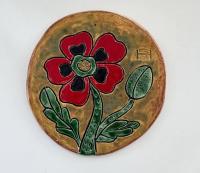 Керамическая иллюстрация "Мак с листиками". Рита Хаак